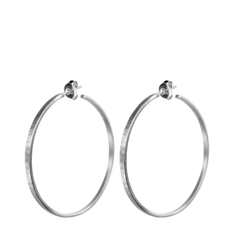 Sterling Silver Medium Flattened Hoop Earrings