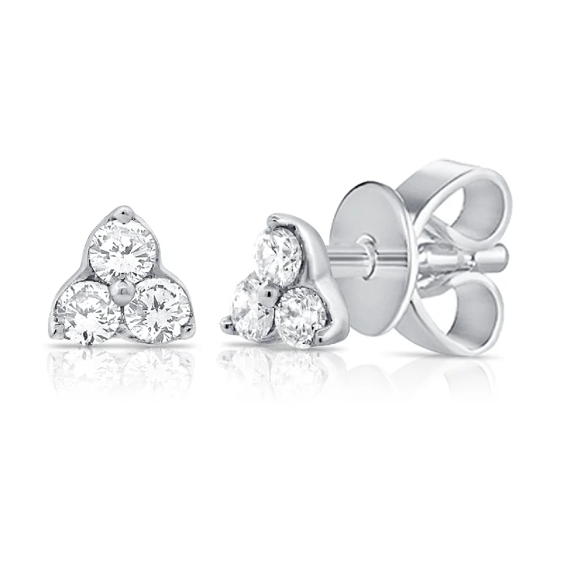 Joelle Diamond 3-Stone 1/25 cttw. Tiny Studs Earrings 14K Gold