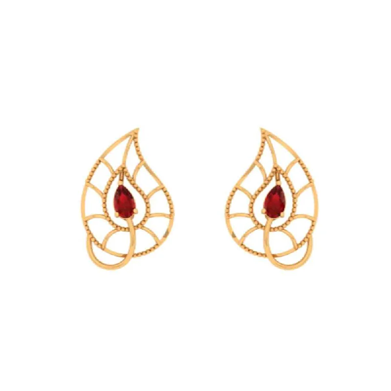 Tear-drop Red Stoned Earrings