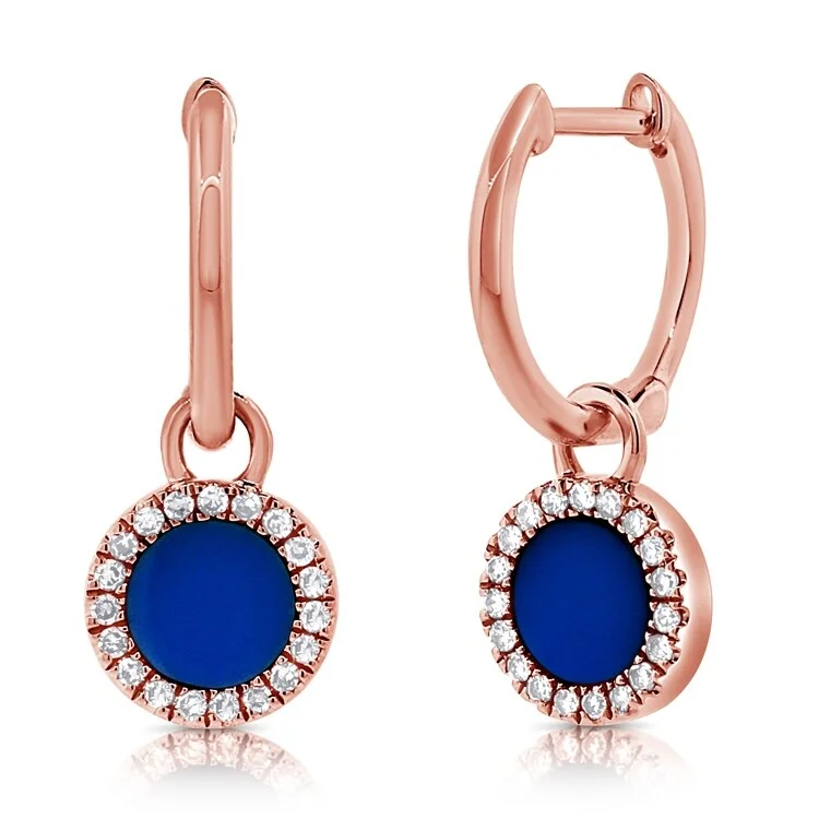 Joelle Diamond And Lapis Dangle Earring 14K Gold 1/8ct TDW