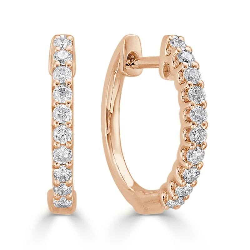 Joelle Diamond Round Hoop Earrings 14K Rose Gold 1/4ct TDW - Yellow