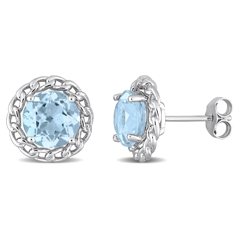 4 3/4 CT TGW Blue Topaz - Sky Fashion Post Earrings Silver