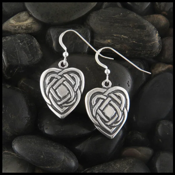 Maggie's Heart Celtic Earrings in Silver