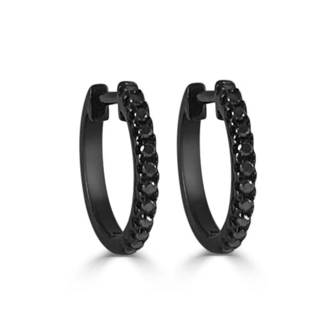 Joelle Black Diamond Huggie Earrings 14K Black Gold 1/10 ct