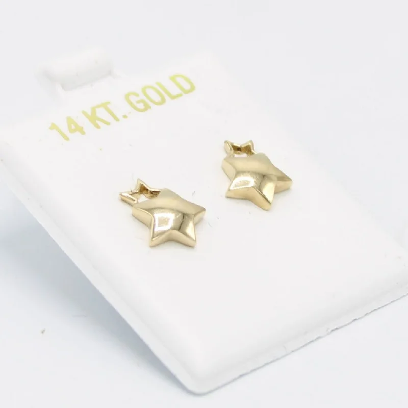 14K Star Earrings Yellow Gold