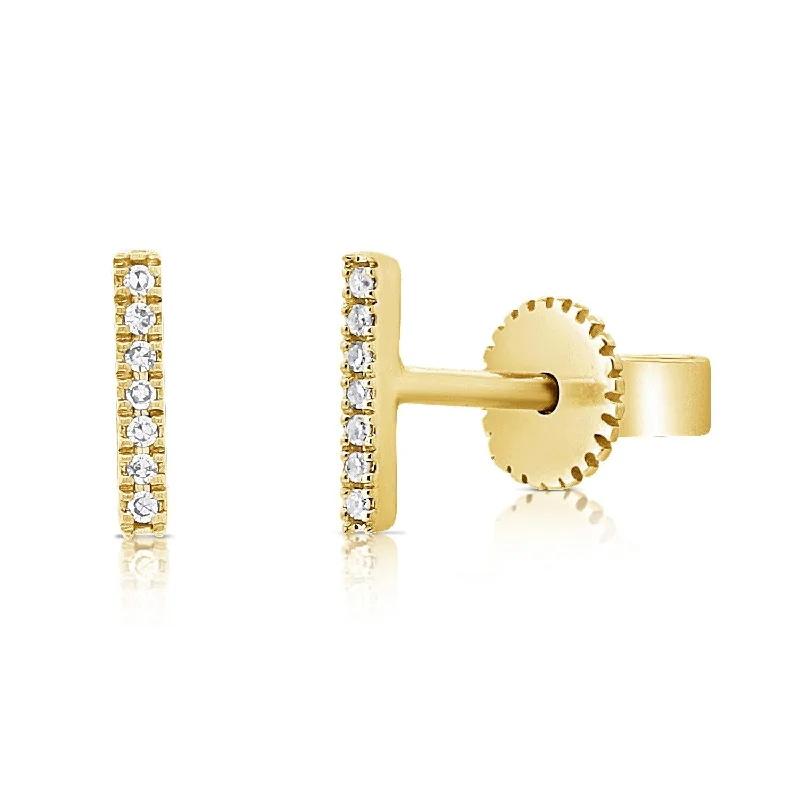 Joelle Diamond Bar Studs Earrings 14K Yellow Gold