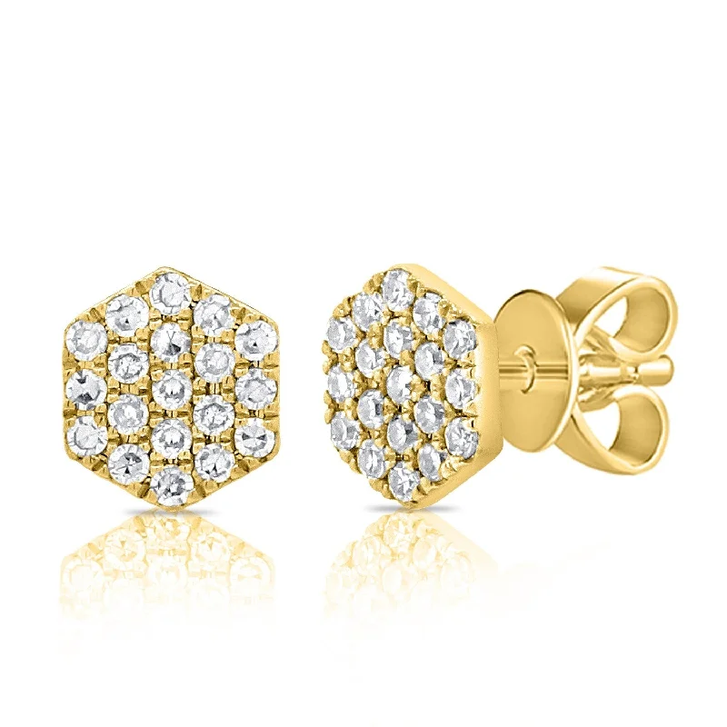 Joelle Hexagon Diamond Stud Earrings 14K Gold