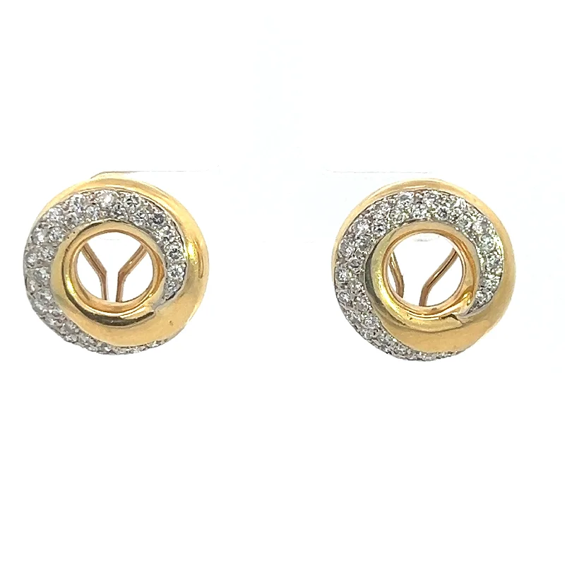 Late Century 18kt Yellow Gold 2.25cttw Round Brilliant Cut Diamond Swirl Earrings