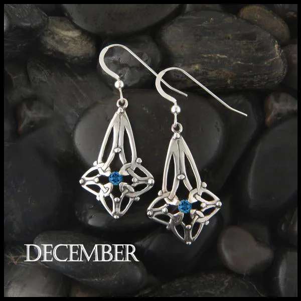 Trinity Star Birthstone Earrings in Silver