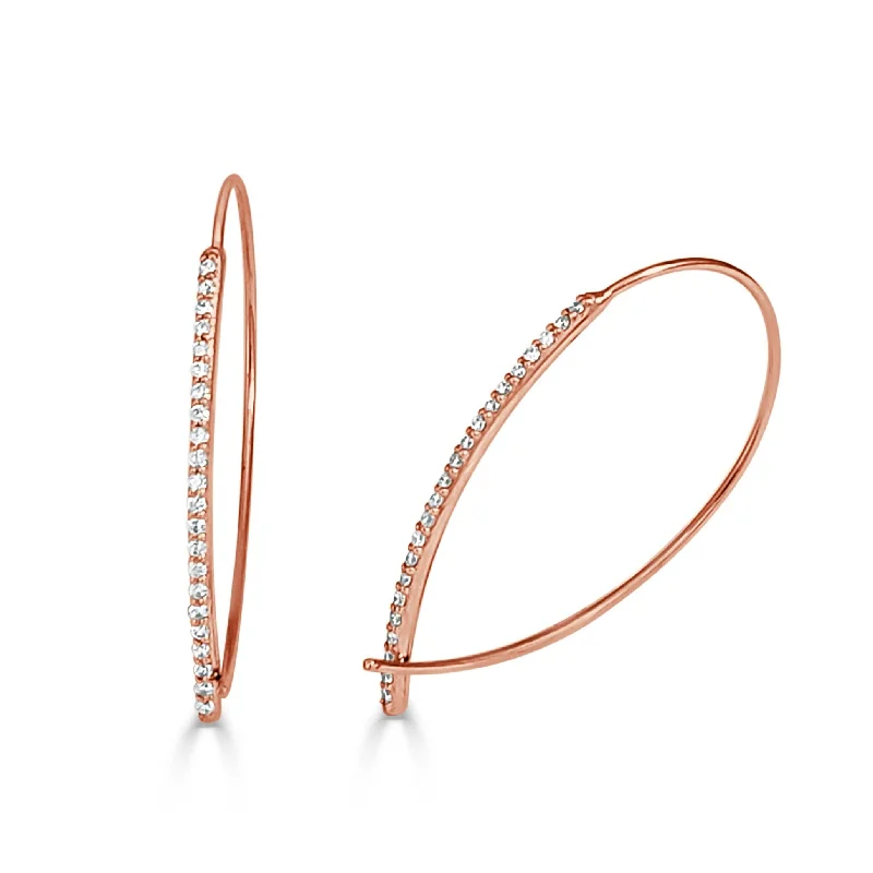 Joelle Diamond Thread Hoop Earrings 14K Rose Gold 1/3 CT TDW