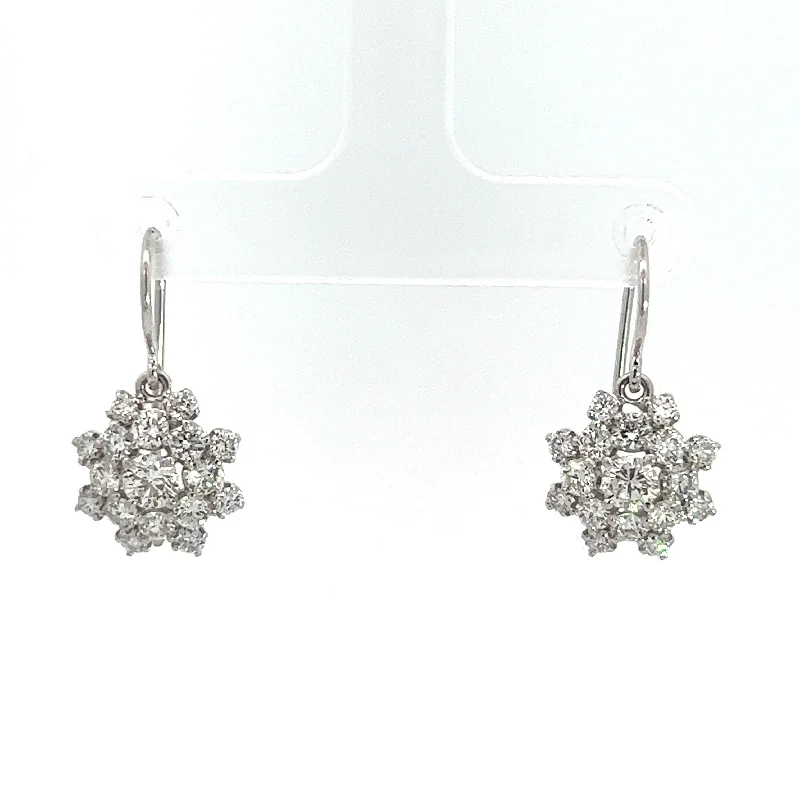 Modern 18kt White Gold 2.50cttw Diamond Cluster Earrings