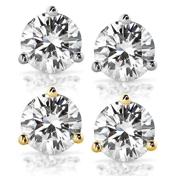 Annello by Kobelli 14k Gold 3-4/5ct TGW Round Brilliant Moissanite Stud Earrings