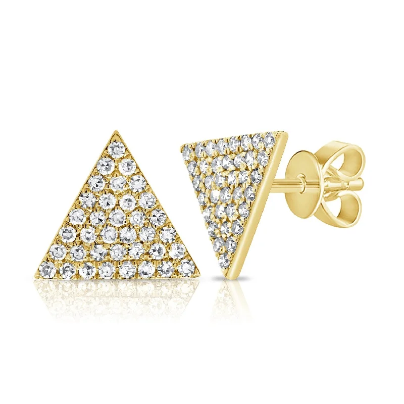 Joelle Pave Diamond Triangle Stud Earrings 14K Gold - Gift