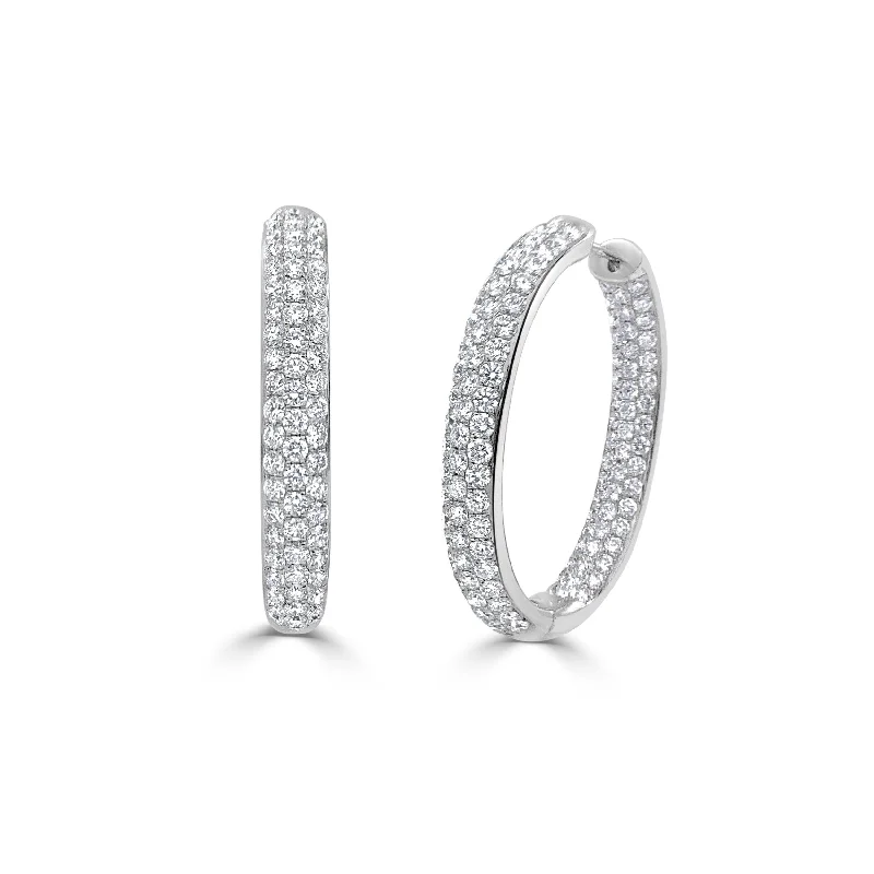 Joelle Diamond Pave Hoop Earrings 18K Gold 6.26 ct. TDW 1.5"