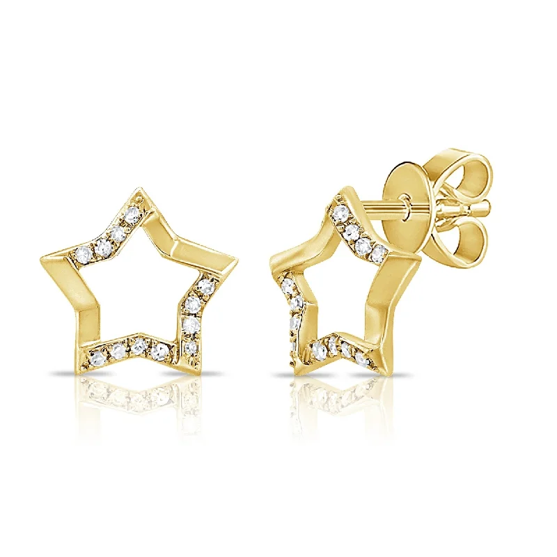 Joelle Diamond Open Star Stud Earrings 14K Gold