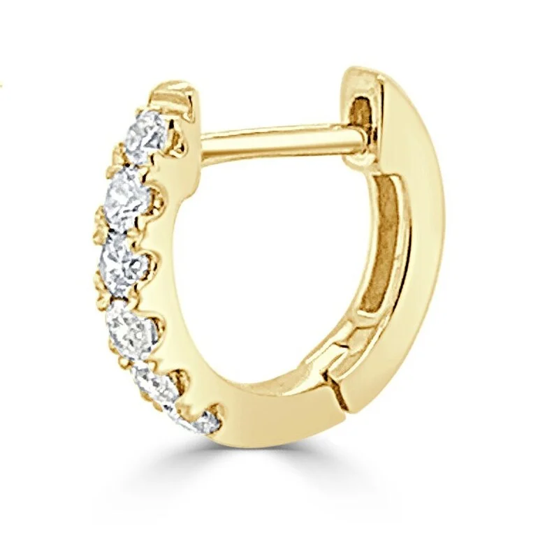 Joelle Half-a-Pair Tiny Huggie Small Hoop Earring 0.09 cttw. 14K Gold - Perfect for Second Hole - 9mm