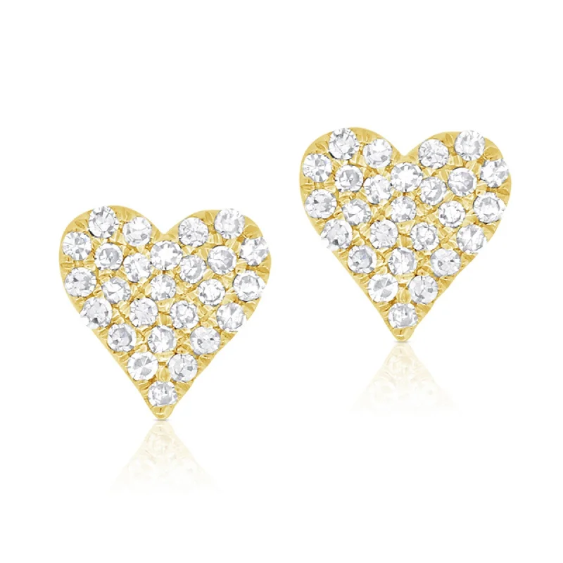 Joelle Diamond Pave Heart Stud Earrings 14K Yellow Gold Stud Earrings