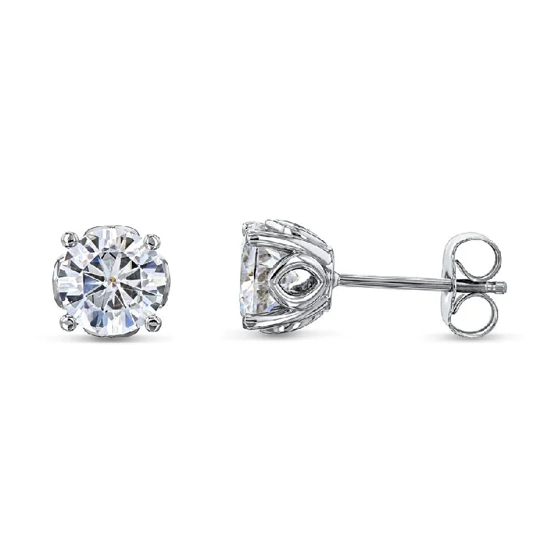 Annello by Kobelli 14k White Gold Orchid 6.5mm Moissanite Stud Earrings (2ct TGW, GH/VS)