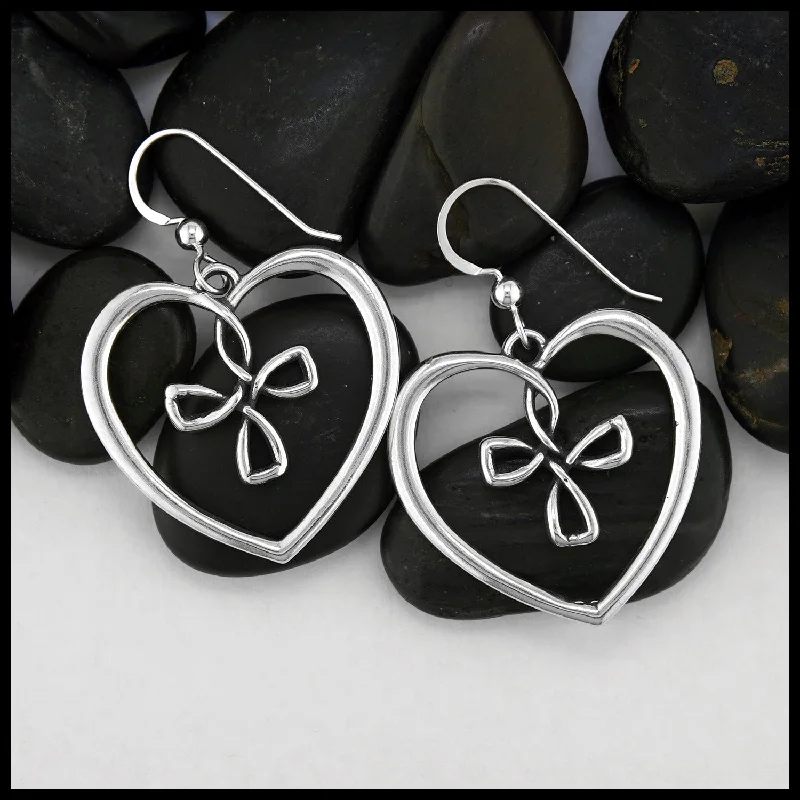 Large Cross My Heart Drop Earrings