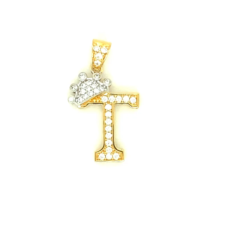 Letter T Pendant 14K Yellow Gold