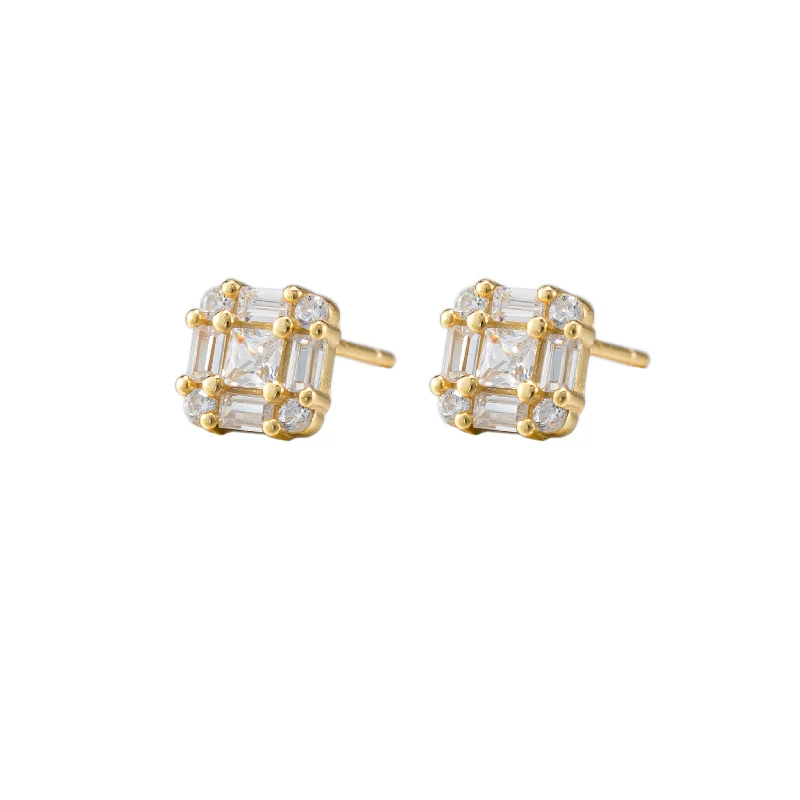 Square CZ Stud Earrings