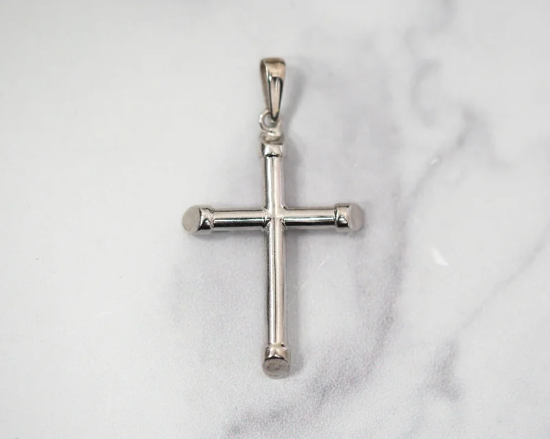 Cross Slopped 1.5in 14k White Gold