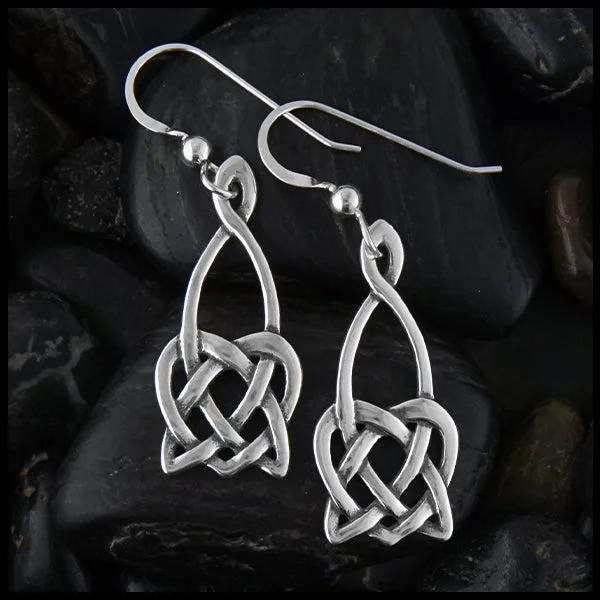 Open Heart Knot Drop Earrings