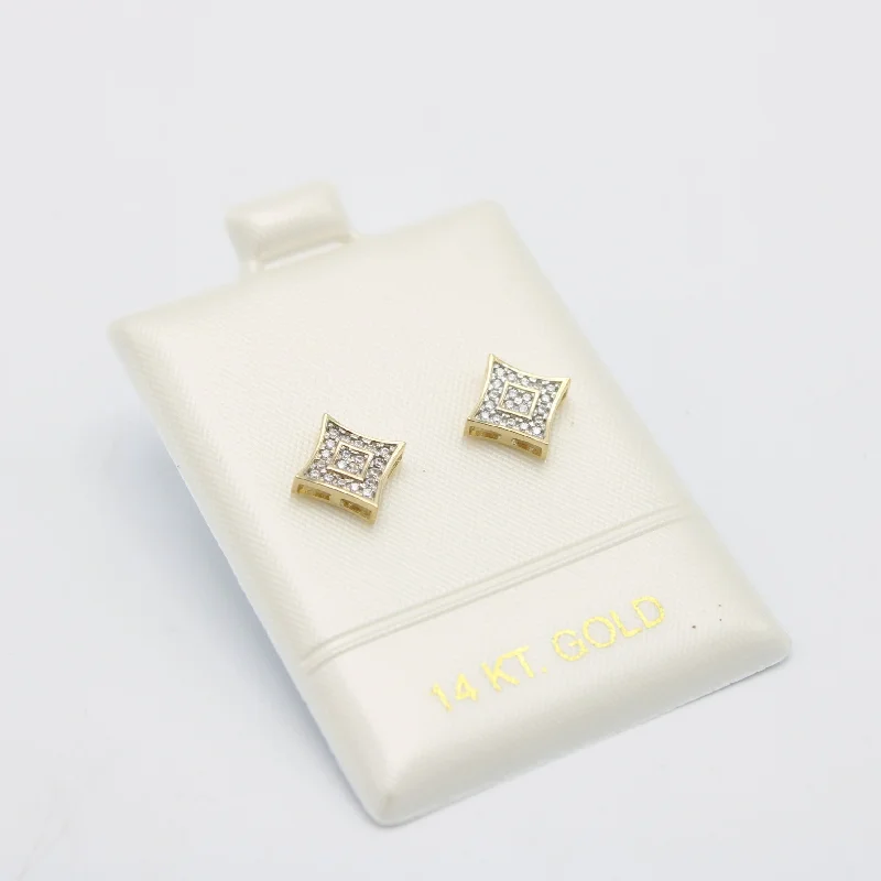 Offer $179.99 Square Earrings Cz Stones Yellow Gold