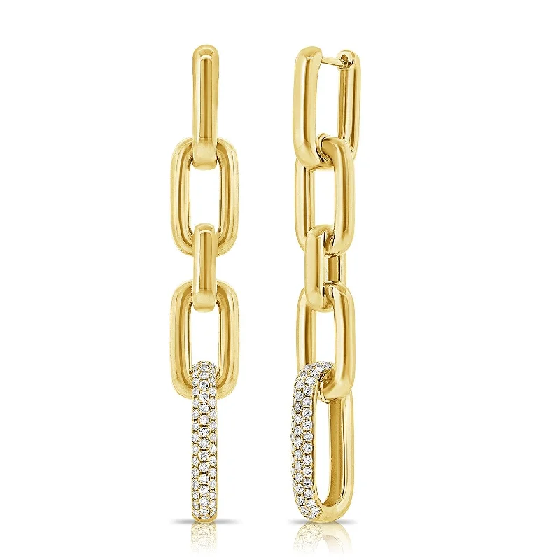 Joelle Diamond Pave Paperclip Link Chain Drop Earrings 1/2 ct. t.w. 14K Gold