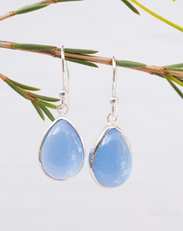 Blue Chalcedony Earrings~ Sterling Silver 925 ~ ME140