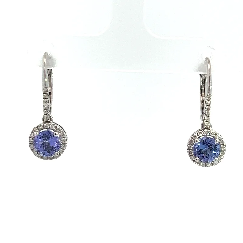 Modern 14kt White Gold 1.83cttw Tanzanite + .35cttw Diamond Earrings