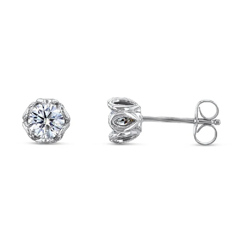 Annello by Kobelli 14k White Gold Lily 5mm Moissanite Stud Earrings (1ct TGW, GH/VS)