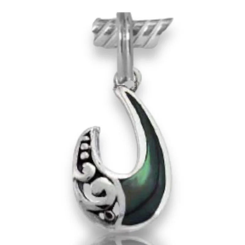 PC07 Sacred NZ 925 Sterling Silver Paua Hook Charm