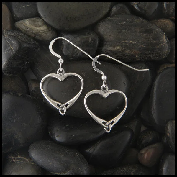 Celtic Open Trinity Heart Earrings in Sterling Silver