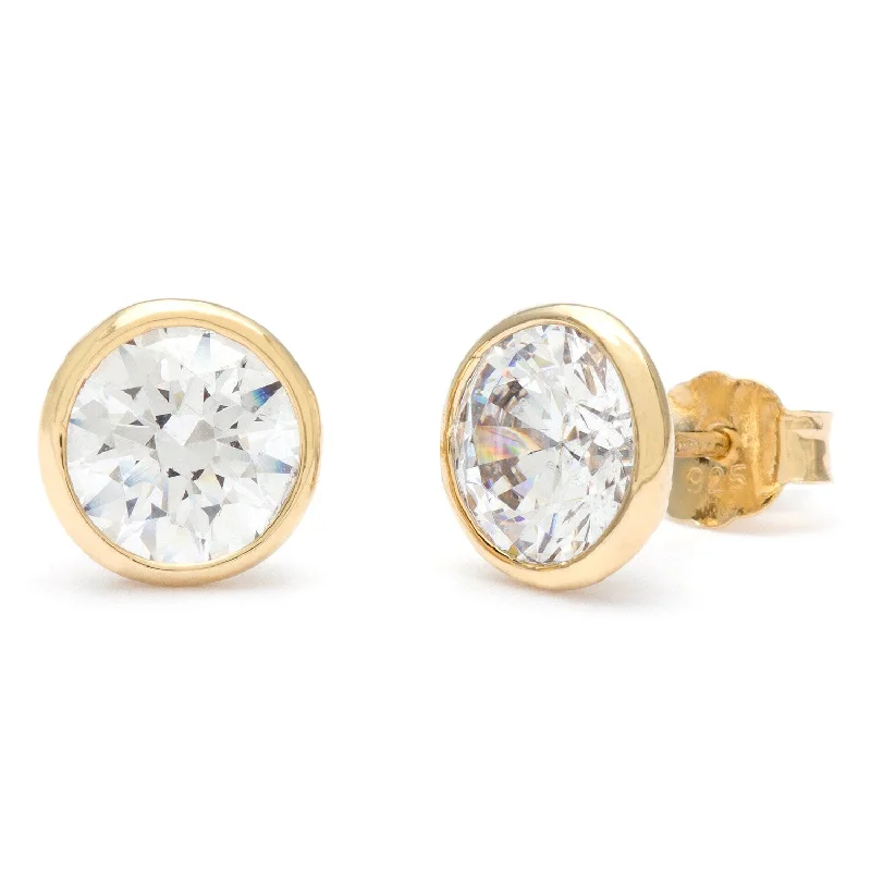 Sterling Silver Bezel Set CZ Stud Earring by Roberto Martinez