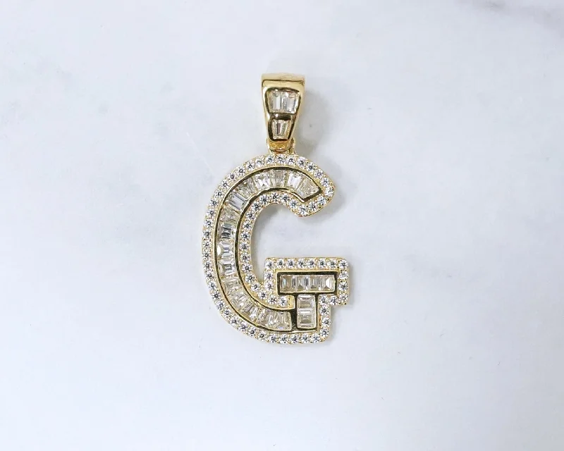 Letter G CZ 14K Yellow gold