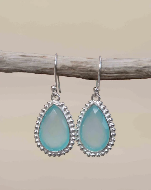 Aqua Chalcedony Earrings ~ Sterling Silver 925 ~ ME194