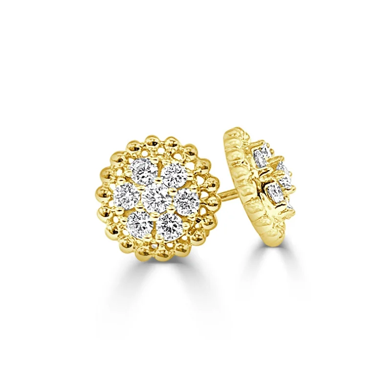 Joelle Diamond Cluster Stud Earrings 14K Yellow Gold 3/8 CT TDW