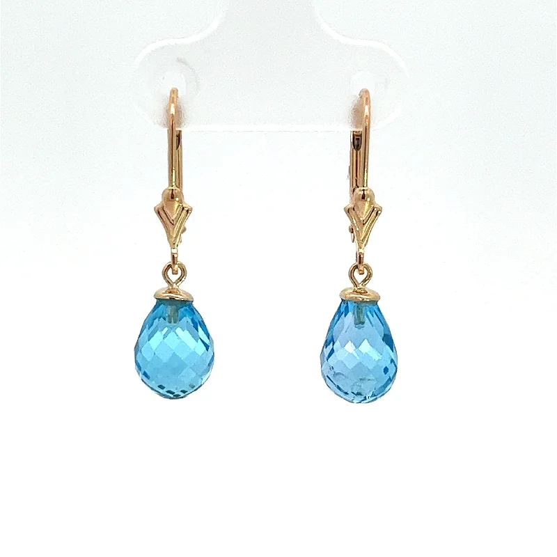 Modern 14ktyg briolette blue topaz earrings