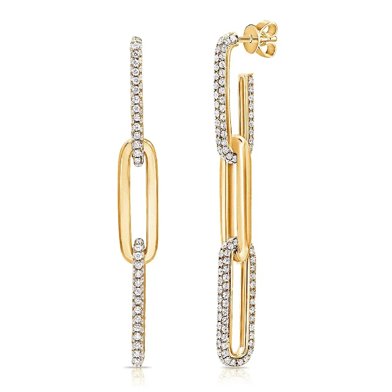 Joelle Diamond Pave 3.75 ct. t.w. Paperclip Link Drop Chain Earrings 14K Gold