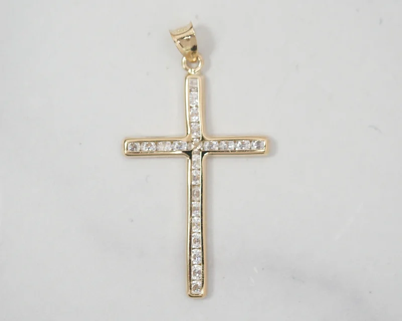 CZ Cross 14k Yellow Gold