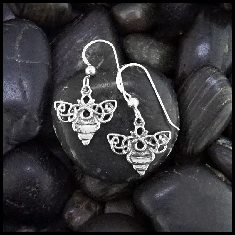 Celtic Bee Drop Earrings