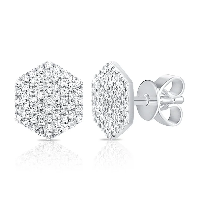 Joelle Diamond Pave Hexagon Studs Earring 14K Gold 1/4ct TDW