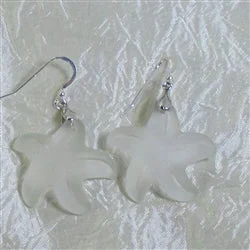 White Sea Glass Starfish Earrings