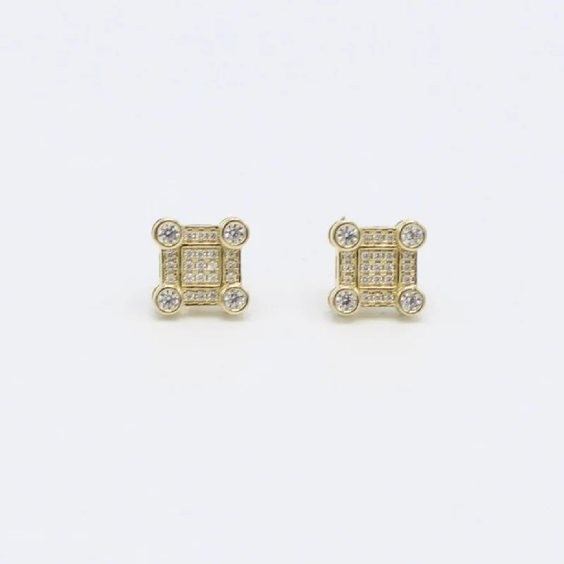 14K Square Earring Cz Stones