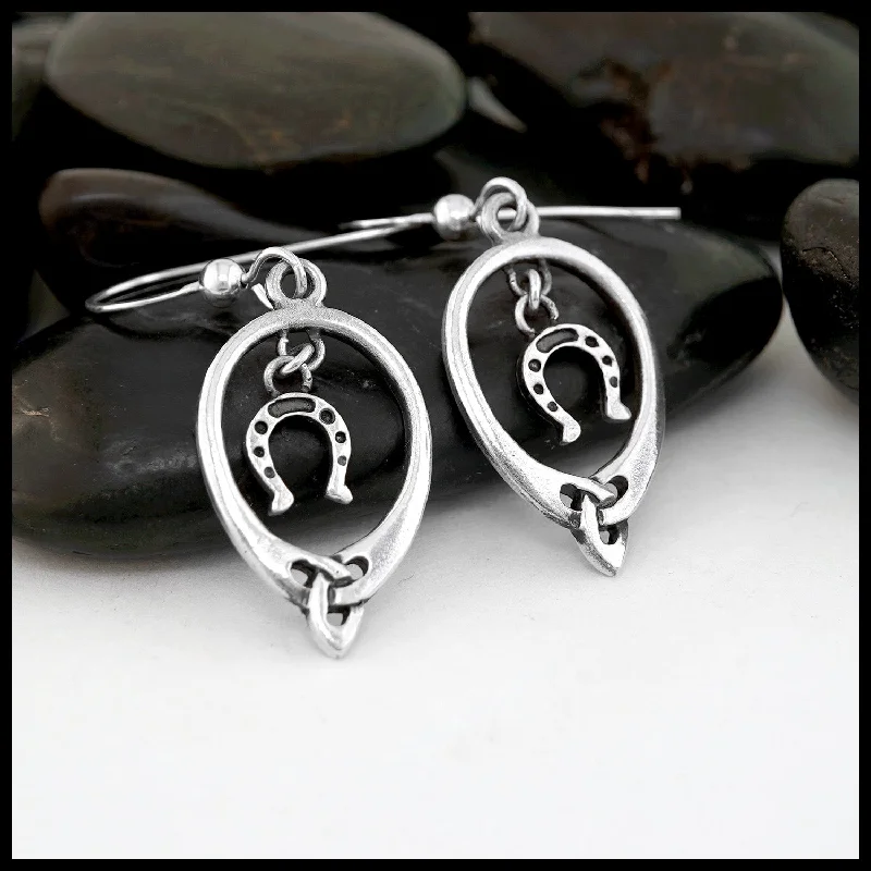 Celtic Horseshoe Drop Earrings