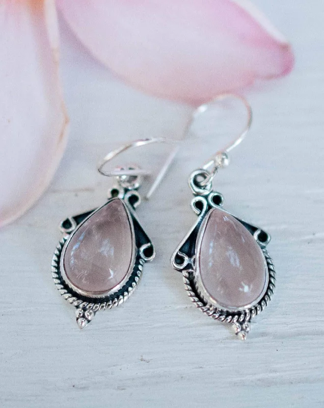 Rose Quartz Earrings ~ Sterling Silver 925 ~ ME016