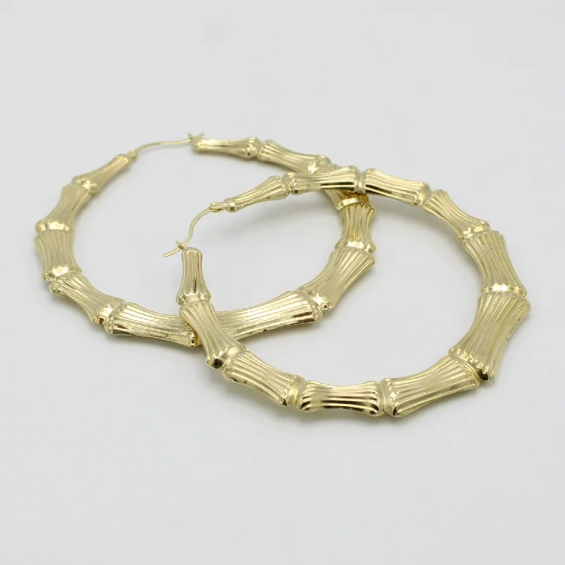 14K Bambu Hoops Yellow Gold