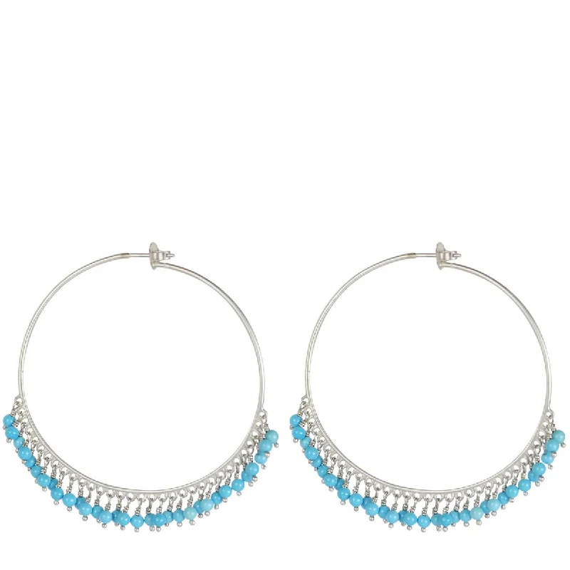 Sterling Silver Large Turquoise Endless Hoop Earrings