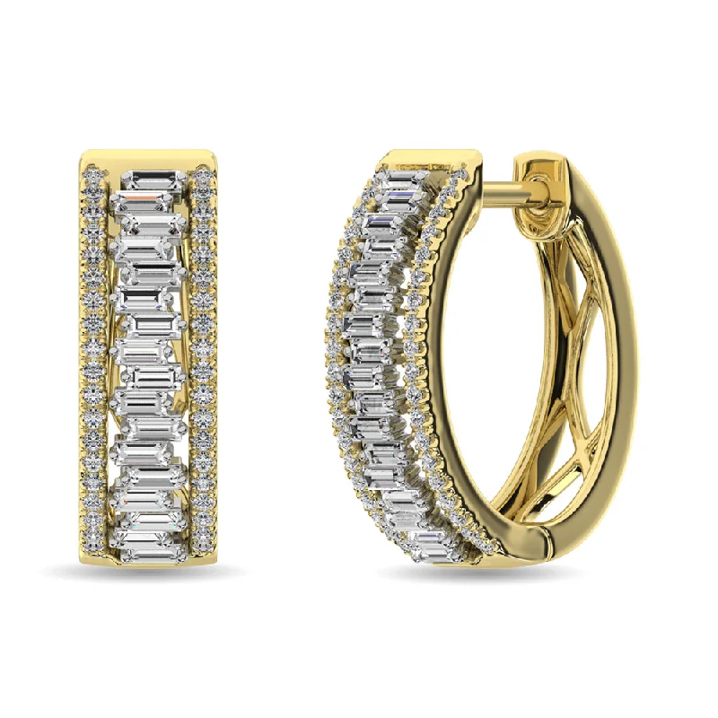 Diamond 1/2 Ct.Tw. Hoop Earrings in 14K Yellow Gold